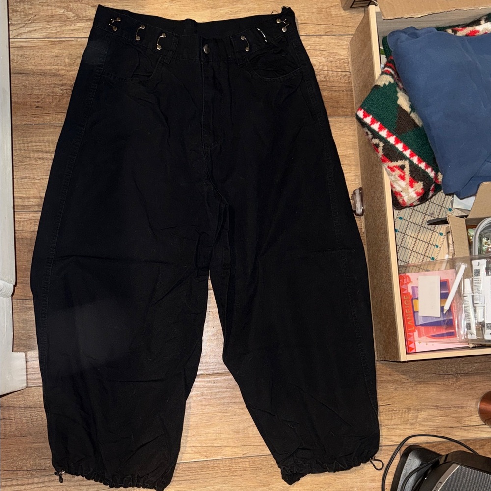 Black Lace-Up Pants